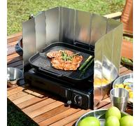 Pare-vent portable pour cuisinière de plein air, pliable, construction en alliage d'aluminium léger et durable, coupe-vent, distribution de chaleur uniforme, facile à installer avec sac de rangement. 