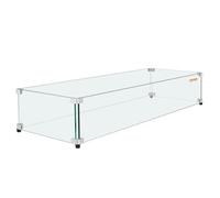 Pare-vent pour Foyer - VEVOR - 798x317x165 mm Pare-flamme Verre Trempé Épaisseur 8 mm avec Support Coin Dur et Pieds