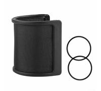 Pare-vent pour microphone, filtre pour utilisation en studio d'enregistrement, filet de microphone en métal pour un son clair avec réduction des plosifs et protection contre l'humidité (noir)