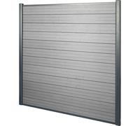 Pare-vue WPC Sarthe, clôture coupe-vent, poteaux alu ~ élément de base, 1,90m gris