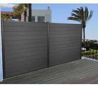 Pare-vue WPC Sarthe, clôture coupe-vent, poteaux alu ~ set de 2, 3,75m anthracite
