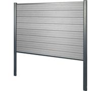 Pare-vue WPC Sarthe, clôture pare-vent, poteaux alu à sceller ~ élément de base, 190cm gris