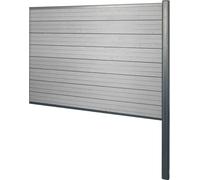 Pare-vue WPC Sarthe, clôture pare-vent, poteaux alu à sceller ~ élément d'extension, 185cm gris