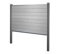 Pare-Vue Wpc Sarthe, Clôture Pare-Vent, Poteaux Wpc À Sceller Élément De Base, 195cm Gris Gris