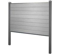 Pare-Vue Wpc Sarthe, Clôture Pare-Vent, Poteaux Wpc À Sceller Élément De Base, 195cm Gris Gris