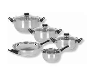 PARENCE.- Batterie de Cuisine à Induction 8 Pièces en Acier Inoxydable - Ensemble de Casseroles et Poêles avec Couvercles en Verre - Compatible Tous Feux)