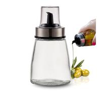 PARENCE.- Bouteille Huile 200 ml avec Bouchon Verseur - Distributeur en Verre et Acier Inox - Contenant pour Huile, Vinaigre, Sauce - 6,5x6,5x12,5 cm - Versement Précis et Anti-Gouttes