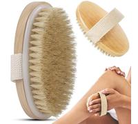 PARENCE - Brosse de Massage pour le Corps en Poils Naturels - Exfoliation à Sec et sous la Douche - Stimulation Circulatoire & Lissage de la Peau - Manche avec Sangle - 12,5 cm