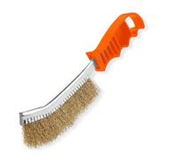 PARENCE.- Brosse en Laiton avec Manche en Plastique - Borsse métallique en Acier Polyvalente Nettoyage Décapage - Bricolage, Mécanique -24cm
