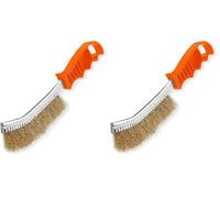 PARENCE.- Brosse en Laiton avec Manche en Plastique - Borsse métallique en Acier Polyvalente Nettoyage Décapage - Bricolage (Lot de 2)