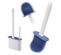 PARENCE. Brosse WC en Silicone avec Support 2-en-1 - Brosse Toilette avec Mini Brosse Intégrée - Fixation Murale Adhésive ou au Sol - Séchage Rapide - Couleur Aléatoire - 2 Brosses