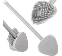 PARENCE - Brosse WC en Silicone avec Support Mural - Design Compact, Hygiénique et Antibactérien - Brosse Flexible + Support Adhésif - Gris ou Blanc