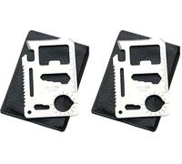 PARENCE.- Carte de Survie Multifonction avec 11 Fonctionnalités - Carte de Survie 11 en 1 en Acier Inoxydable/Couteau (Lot de 2)