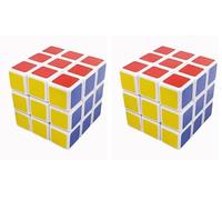 PARENCE Casse Tête en Forme 6x6 / Jeu, Speed, Cube Magique/Stimulation Mentale, Résolution de Problème, Noir, Blanc, Bleu, Vert, Jaune, Rose (Lot de 2)