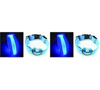 PARENCE - Collier Lumineux pour Chien Taille M, 3 Modes d'Eclairage/Collier LED pour Animaux avec Boucle d'attache et Fermeture à Clipser - 47 cm, Bleu (Lot de 2)