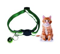 PARENCE - Collier pour Chat et Chien, avec Bande réfléchissante et Clochette. Système Attache Rapide. Bande réfléchissante pour la sécurité de Vos Animaux. Taille réglable (Vert Fonce)