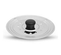 PARENCE. Couvercle Universel en Acier Inoxydable 32-34 cm - Grand Couvercle pour Casserole et Poêle - Évacuation Vapeur et Poignée de Préhension - Argent