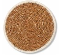 PARENCE.- Dessous de Plat Rond en Jonc de Mer Ø20 cm avec Bordure Blanche - Set de Table Naturel et Rustique - Accessoire Cuisine Résistant à la Chaleur, Liège