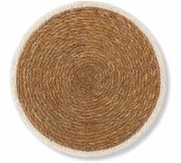 PARENCE.- Dessous de Plat Rond en Jonc de Mer Ø25 cm avec Bordure Blanche - Set de Table Déco Cuisine - sous-Plat Naturel Résistant à la Chaleur, Liège