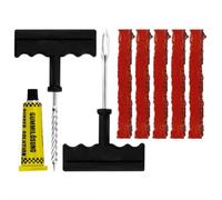 PARENCE.- Kit de Réparation de Pneu Tubeless - 5 Mèches 100 mm + Colle 10 ml + Fraise & Poinçon avec Poignée en T - Kit Crevaison Moto, Voiture, Quad, Vélo