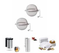 PARENCE.- Kit Infusion Thé Complet - Boules à Thé Inox (x2), Infuseur Cylindrique & 100 Sachets Jetables | Filtre à Thé en Vrac, Tisanes, Accessoires Théière Mug