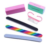 PARENCE.- Kit Manucure 6 Pièces - Set Complet Limes à Ongles, Blocs Polissoirs, Brosse de Nettoyage - Accessoires Onglerie Professionnels et Maison - Pour Gel, Acrylique, Naturel