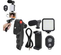 PARENCE.- Kit Vlogging Complet pour Smartphone - Trépied Réglable, Microphone Directionnel, Éclairage LED, Télécommande Bluetooth, Support Universel - Enregistrement Vidéo, Youtube, TikTok, Streaming