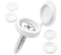 PARENCE. Lot de 100 Cache-Vis Blancs 13 mm - 100 Capuchons pour Vis avec Clapet - Cache Têtes de Vis Meuble - Finition Propre Bois, MDF, Stratifié - 100 Pièces