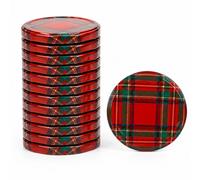 PARENCE. Lot de 12 Couvercles TO 63 mm pour Pots de Confiture - Couvercles Métalliques Twist-Off pour Bocaux - Motif à Carreaux Rouge et Vert - Pour Confitures, Miel et Conserves- 12pcs