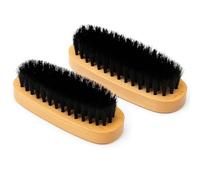 PARENCE.- Lot de 2 brosses à Chaussures en Bois - Poils Noirs Semi-durs - 14x5x3 cm - Brosse Entretien Cuir, Daim et Nubuck - Manche Ergonomique - 2 Pièces