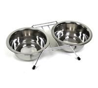 PARENCE.- Lot de 2 Petites Gamelles en INOX pour Animaux - Support Antidérapant avec Pieds en Caoutchouc - Chats et Petits Chiens - 11cm de Diamètre