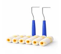 PARENCE. Lot de 2 Sets de Peinture 4 Pièces - Manche 20 cm + 3 Rouleaux 10 cm - Rouleaux de Précision pour Retouches et Petites Surfaces - 8 pièces