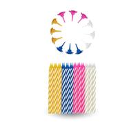 PARENCE - Lot de 24 Petites Bougies d'Anniversaire avec Accroches - Mix de Couleurs Vives pour Décorer Vos Gâteaux - Idéales pour Tous Les Âges et Occasions