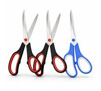 PARENCE. Lot de 3 Paires de Ciseaux Ménagers Grand Format 24 cm - Acier Inoxydable - Poignées Ergonomiques Bicolores - Couleurs Aléatoires - 3 Pièces