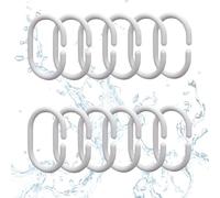 PARENCE.- Lot de 30 Anneaux de Rideau de Douche - Crochet de Rideau en Forme de C - Plastique de Qualité, Blanc - 30 Pièces