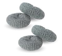 PARENCE.- Lot de 4 Éponges Métalliques - 10cm de Diamètre - Parfait pour Nettoyage Intense - 4 Pièces, Acier