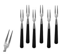 PARENCE. Lot de 6 Fourchettes Apéritif - Mini Fourchettes en Acier et Plastique Noir - Pics à Tapas, Apéro, Fromage, Charcuterie - 10 cm - 6 Pièces