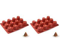 Parence.- Moule à Cannelés en Silicone - 12 Cavitées pour Grands Cannelés - Démoulage Facile, Polyvalent - 29x21,5cm, Claire (Lot de 2)