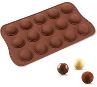 PARENCE.- Moule en Silicone 15 Cavités Boule - Pour Chocolats, Bonbons, Glaçons, Mini Desserts - Antiadhésif, Réutilisable, Résiste à -40°C à +230°C - Diamètre 2,5 cm - 21 x 10,5 cm