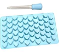 PARENCE.- Moule en Silicone 55 Cavités en Forme de Cœur avec Pipette - Antiadhésif, Réutilisable - Pour Chocolats, Bonbons, Glaçons, Gummies - Résiste à -40°C à +230°C - 18,5 x 12,5 cm