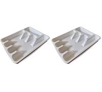 PARENCE.- Organisateur Couverts 5 Compartiments - Range-Tiroir Cuisine Plastique 33x26x5 cm - Plateau de Rangement pour Fourchettes, Couteaux, Cuillères, Blanc (Lot de 2)