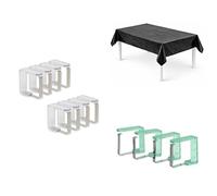 PARENCE.- Pack Nappe Table & Pinces - Nappe + 12 Clips Anti-Glisse | Accessoires Table Fête, Anniversaire, Réception, Intérieur Extérieur