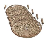 PARENCE.- Plateau en Osier Rond avec Deux Anses - Diamètre 22 cm (Lot de 4)