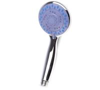 PARENCE.- Pommeau de Douche 3 Jets - Pomme de Douche Universelle Couleur Chrome - Douchette Classique Simple d'Utilisation 3 Modes - Centre Bleu ou Blanc)