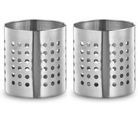 PARENCE.- Pot à ustensiles de cuisine en acier inoxydable perforé - 10 x 13 cm - Rangement pratique pour Accessoire de Cuisine (Lot de 2)