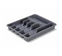 PARENCE. Range-Couverts 6 Compartiments - Organiseur de Tiroir Cuisine en Plastique Gris - Rangement Couverts 30x35x4,5 cm