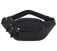 PARENCE.- Sac Banane Homme Femme/Banane avec 4 Fermetures - 3 zippés et 1 Velcro/Quotidien, Ville, Activités Physiques, Plein Air/Couleur Noir - Taille 32 * 16 cm