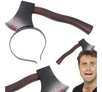 PARENCE.- Serre-Tête Hache Ensanglantée 27x12cm - Accessoire de Déguisement Halloween - Effet Réaliste, Faux Sang - Idéal Soirées à Thème, Carnaval, Cosplay Horreur