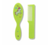PARENCE.- Set Brosse et Peigne Bébé - Ensemble Soin Cheveux Licorne pour Nouveau-né et Enfant - Brosse Douce + Peigne - Coloris Aléatoire (Rose, Bleu, Vert, Blanc)