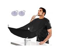 PARENCE - Tablier A Barbe Homme-Bavoir Rasage-Barbe Récupérateur Poil-Accessoire Protection Tondeuse-Miroir Ventouse, Noir